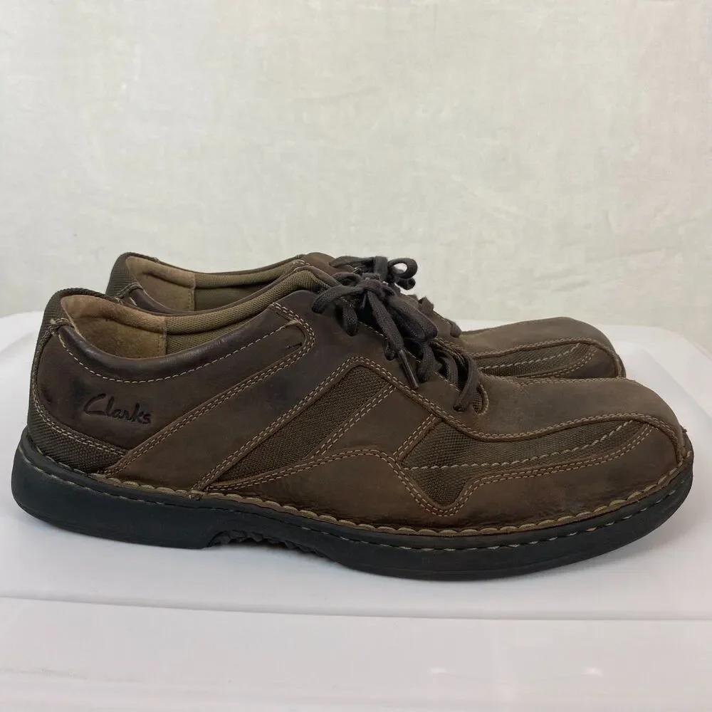 Clarks Brown Bicycle Toe Lace Up Oxfords US Mens 12M Comfort Leather Shoes